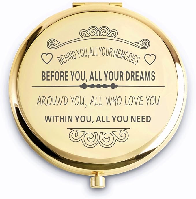 Personalized Gifts for Women Girls, Inspirational Compact Mirrors, 2025 Graduation Gifts for Her, Unique Mothers Day Birthday Gifts for Mom Sister Wife Daughter Niece, Friendship Gifts for Friends