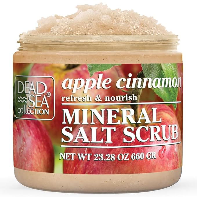 Dead Sea Collection Apple Cinnamon Salt Scrub β Exfoliating Body Scrub for Women β Moisturizing and Nourishing Skin β with Pure Oils and Dead Sea Minerals (23.28 Oz)