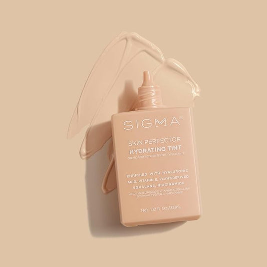 Sigma Beauty Skin Perfector β Hydrating Skin Tint Foundation for Lightweight, Buildable Coverage, With Hyaluronic Acid, Niacinamide Serum, and More (1 Fair Ivory Tint, 1.12oz)