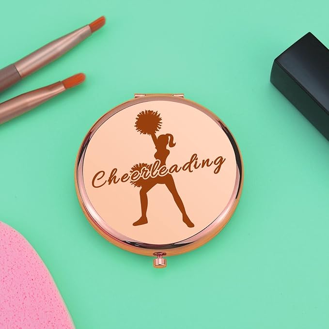 Cheer Gifts for Girls Sister Cheer Team Gift for Cheer Friend Cheerleader Compact Makeup Mirror Cheerleading Gift Inspirational Gift Folding Makeup Mirror for Her Christmas Birthday Gifts