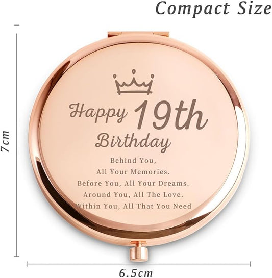 20th Birthday Gifts for Women, Best Female Presents for 20 Year Old Her Daughter Niece Granddaughter Sister Girlfriend Friend, Personalized Engraved Compact Mirror Gift Ideas