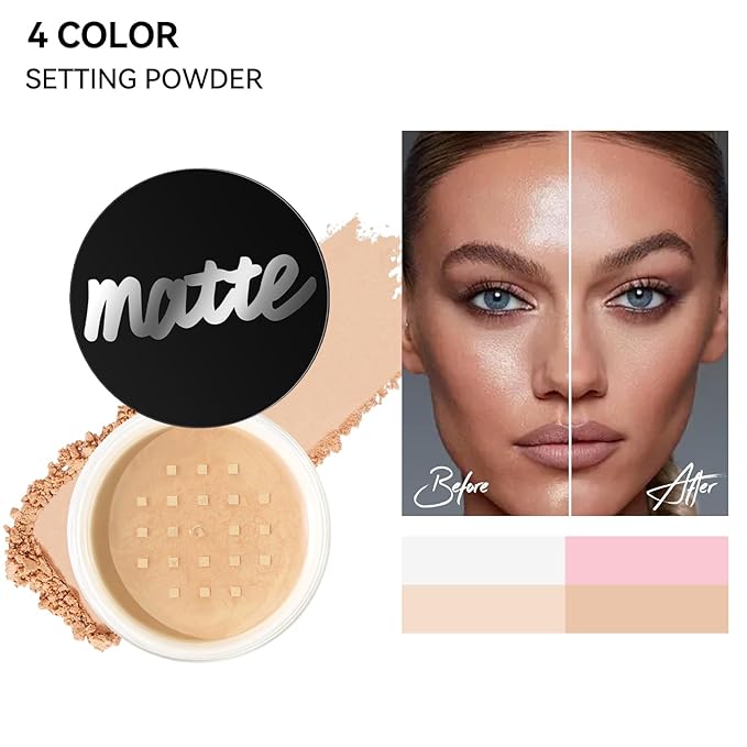 Face Loose Setting Powder, Translucent Long-lasting Waterproof Concealer Powder Light Breathable Oil-controlling, Smooth Matte Finish for Daily Face Makeup (03# Yellow, 0.21 oz)