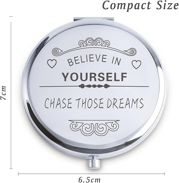 Personalized Gifts for Women Girls, Inspirational Compact Mirrors, 2025 Graduation Gifts for Her, Unique Mothers Day Birthday Gifts for Mom Sister Wife Daughter Niece, Friendship Gifts for Friends
