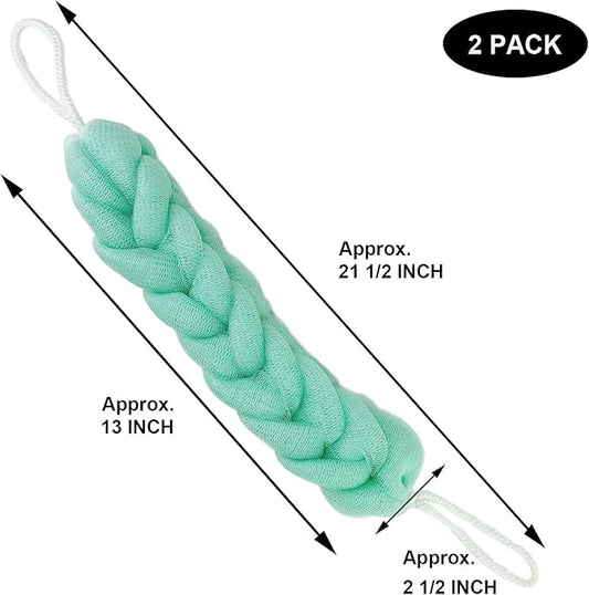 PPHAO - Back Scrubber for Shower - Bath Sponge - Long Loofah - Bath Back Scrubber for Shower for Men - Loofah for Women - Loofah Sponge for Men - 21.5 INCH - Green Loofah - 2 Pack