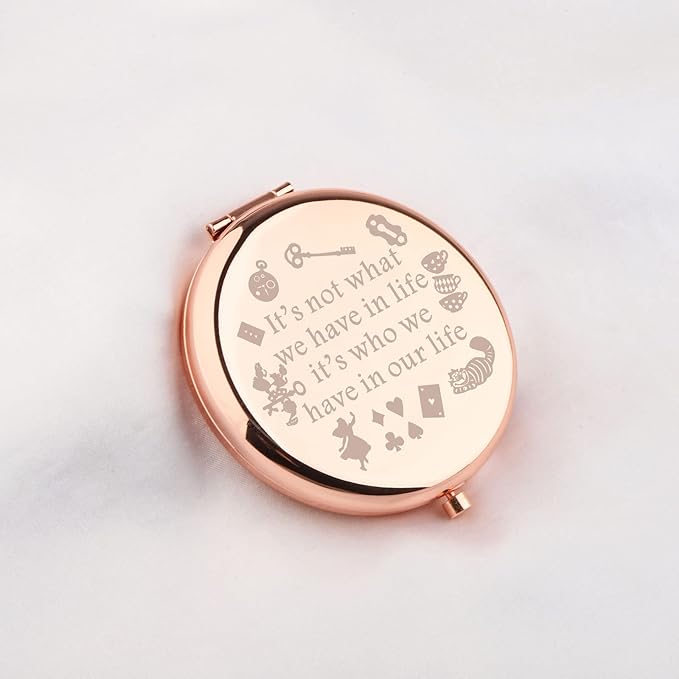 WUSUANED Princess Fans Makeup Mirror It’s Not What We Have in Life It’s Who We Have in Our Life Jewelry Cartoon Friendship Gift