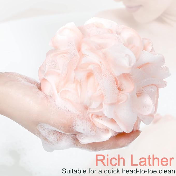 Sunnyray 24 Pcs Loofahs Bulk Bath Shower Sponge 50g Soft Net Body Scrubber Sponge Ball Pouf Bath Scrunchies Shower Loofah for Men and Women Spa Gift