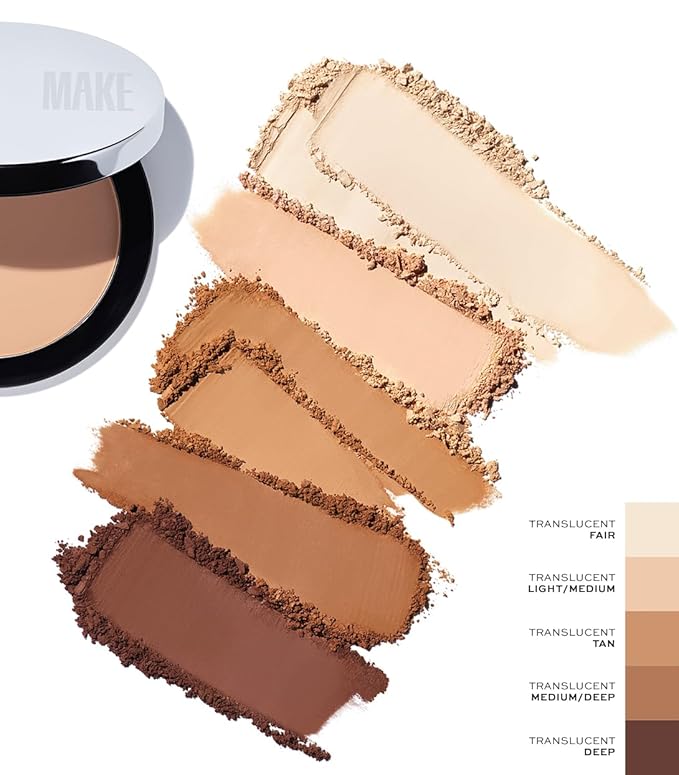 MAKE Beauty Diffusion Set, Translucent Setting Powder - Pressed Face Powder Compact for Smooth Matte Complexion. Sheer Coverage Finishing Foundation for Excess Oil. Shade - Fair