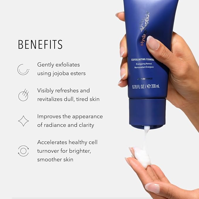 HydroPeptide Exfoliating Cleanser, Energizing Renewal. Gentle Exfoliation & Collagen Promoting Peptide Face Wash, 6.76 Ounce