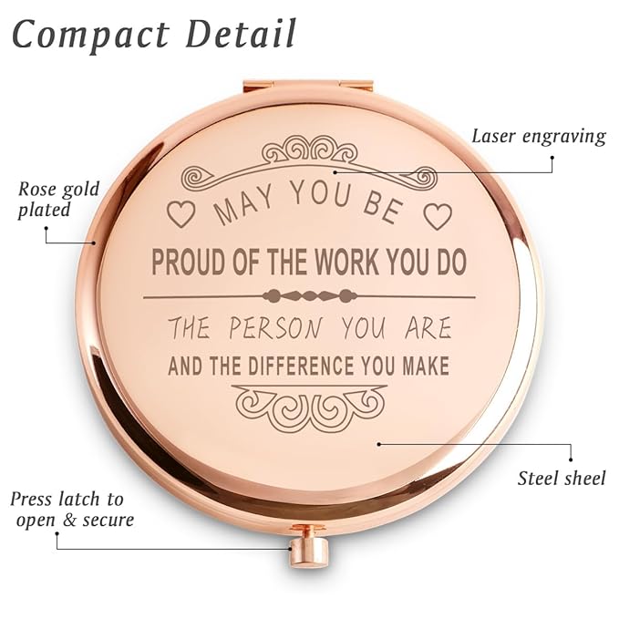 Personalized Gifts for Women Girls, Inspirational Compact Mirror, 2025 Graduation Gifts for Her, Mothers Day Birthday Gift for Mom Wife Sister Daughter Nurse, Friendship Gifts for Friends