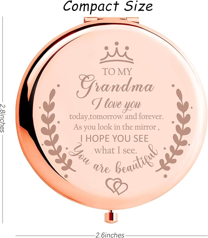 Mothers Day Grandma Gifts, Grandma Gifts from Grandchildren, Gifts for Grandma, Grandma Birthday Gifts, Thanksgiving Christmas Birthday Gifts for Grandma, Grandma Makeup Compact Mirror Gift