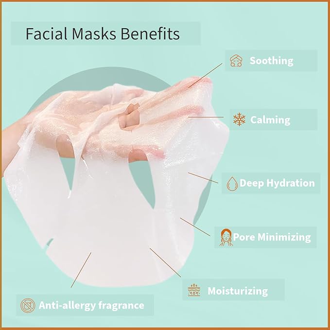 YoungMe Soothing Glam Facial Sheet Mask β 6-Pack | Hydrating & Moisturizing Korean Skin Care for Sensitive & All Skin Types