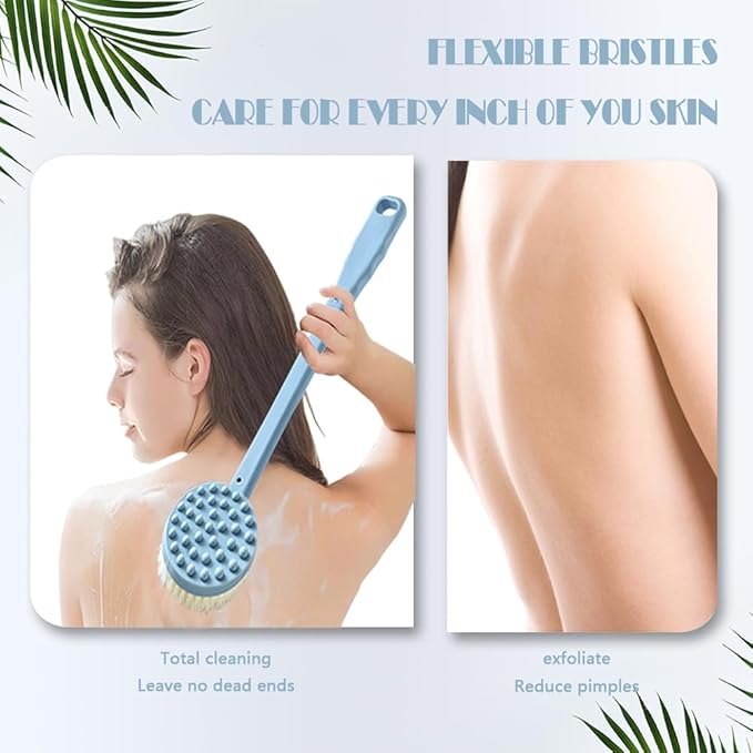 WOBEVE Shower Brush, Back Brush Long Handle for Shower Body Exfoliator for Wet or Dry Brushing