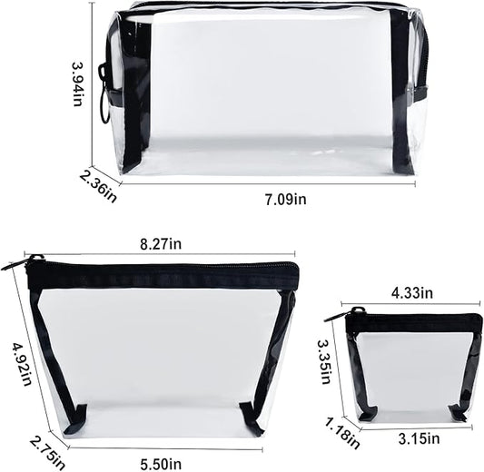 Aosbos 3-Pack Mesh Cosmetic Bag Set - Travel/On-The-Go Makeup Storage, Zipper Closure Small Pouch