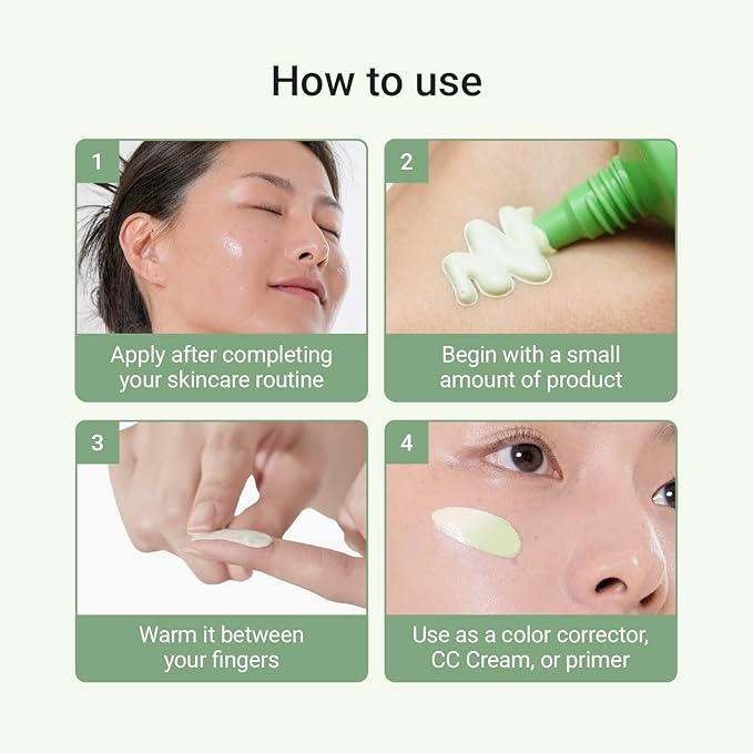 Meebak Cica Redness Solution Cream Lite | Green Color-Corrector | CC Cream w/Niacinamide | Tinted Moisturizer - Fair to Medium Skin