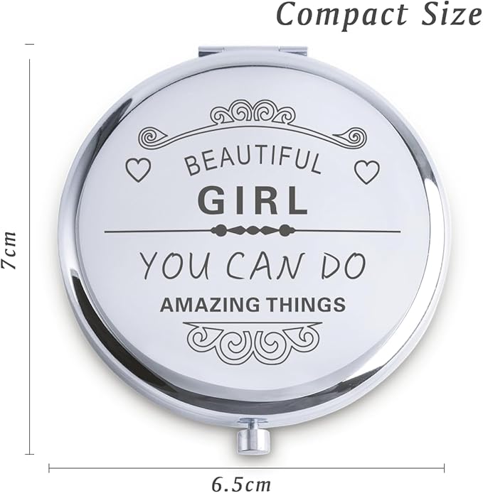 Personalized Gifts for Women Girls, Inspirational Compact Mirrors, 2025 Graduation Gifts for Her, Unique Mothers Day Birthday Gifts for Mom Sister Wife Daughter Niece, Friendship Gifts for Friends