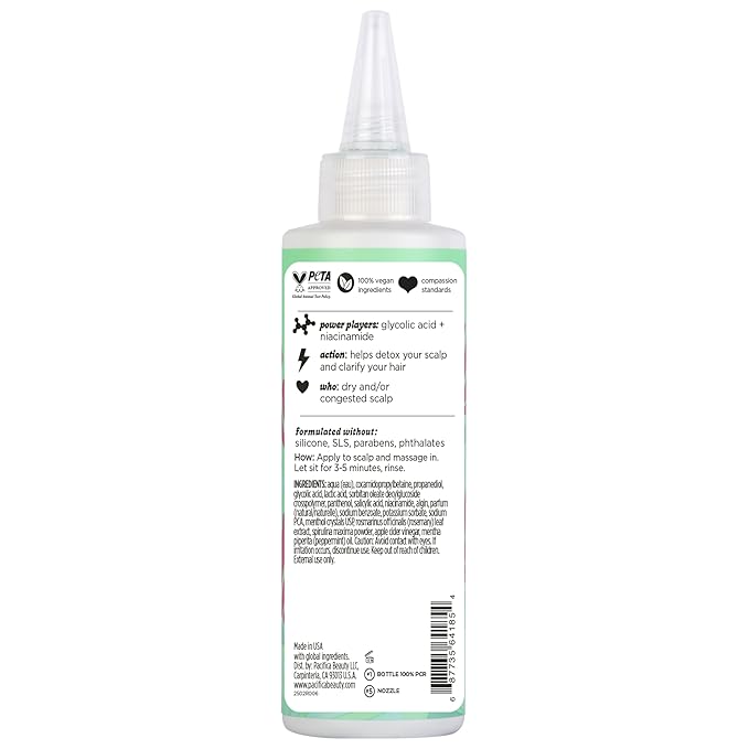 Pacifica Scalp Detox Set β Rosemary Apple Cider Vinegar Scalp Exfoliating Tonic with Scalp Massager Brush, Deep Cleansing & Clarifying Treatment for Buildup, Dry Flaky Scalp, Vegan