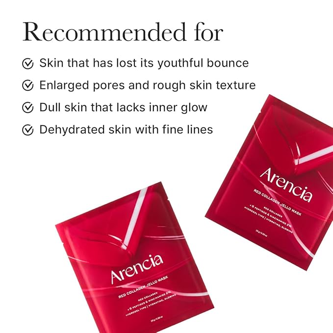 Red Collagen Jello Mask, Plump & Hydrating x 4ea, Overnight Hydrogel Mask for Dry, Mature Skin, Packed with Collagen, 5 Peptides, 2% Niacinamide