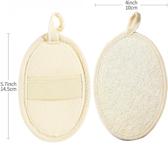 3 Pack Natural Loofah Sponge Exfoliating Body Scrubber, Made of Natural Biodegradable Shower Loufa Sponge, for Shower & Bath
