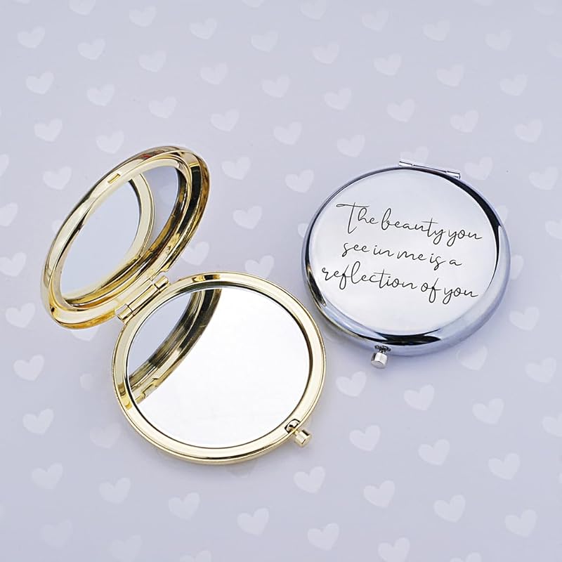 Love, Georgie "The beauty you see in me is a reflection of you" Pocket Mirror. Gift for Weddings, Birthdays, or Mother's Day. Compact Mirror for the Mother of the Bride or Groom. (Rose Gold)