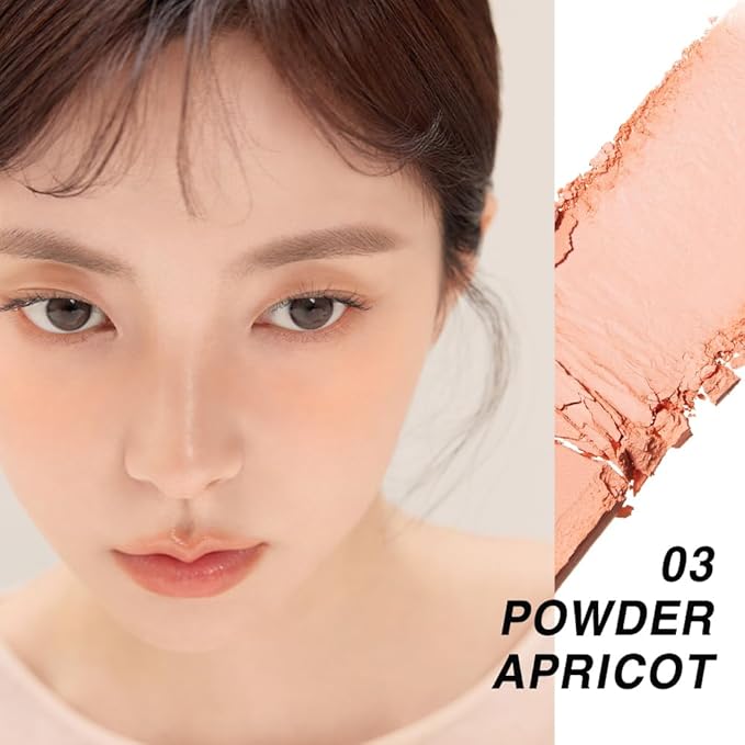 BBIA Ready To Wear Powder Cheek Blush 3 Color β Buildable & Blendable Soft Blush for Cheeks, Matte & Shimmery Finish, Lightweight, Long-Lasting, Vegan, Korea Face Makeup, 0.19oz (03 POWDER APRICOT)