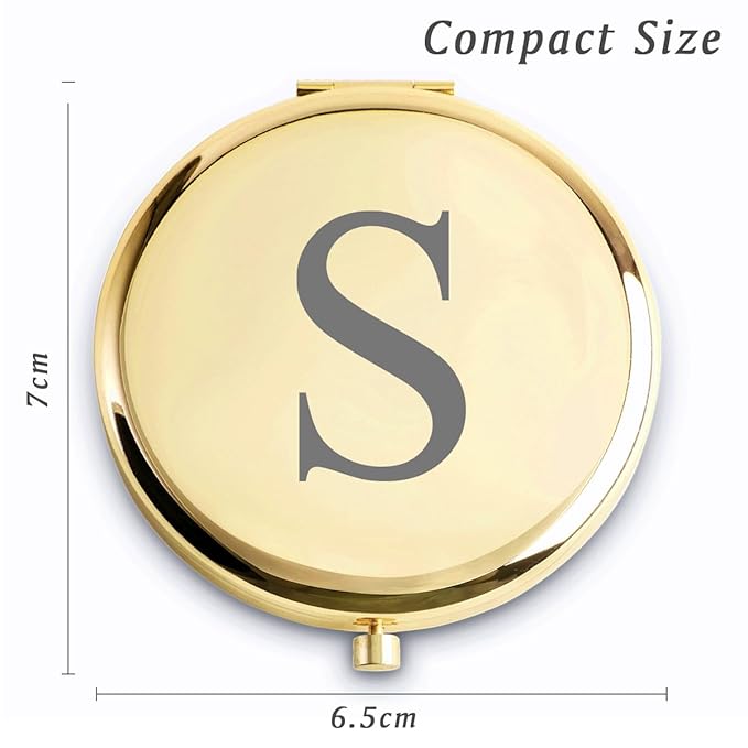 Personalized Gifts for Women Girls, Initial Compact Mirror, Unique Mothers Day Birthday Gifts for Friends Mom Wife Grandma Sister Daughter, 2025 Graduation Gifts for Her College Medical High School