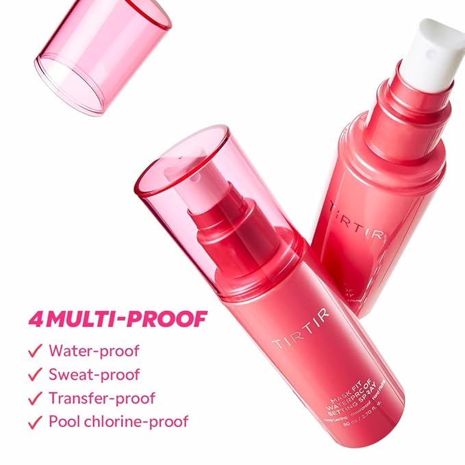 TIRTIR Waterproof Setting Spray β 24 Hour Long Lasting Fix, Sweatproof Water Resistant Makeup Finisher β Ethanol Free, Semi Matte Finish for Oily Skin β Korean Makeup Fixer