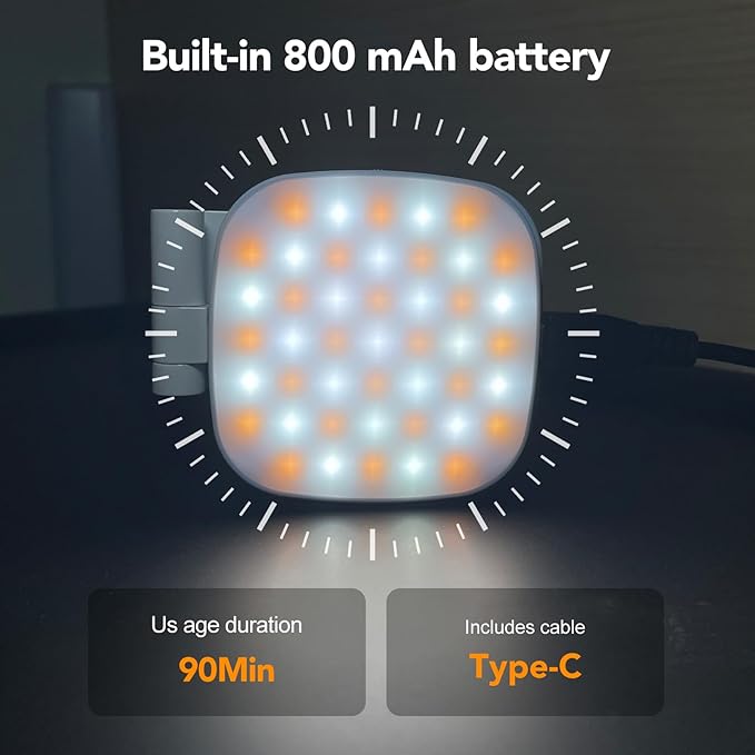 Magnetic Selfie Light Compatible with MagSafe iPhone, Multiple Folding LED Phone Photo Beauty Fill Ring Lighting with Mirror for Zoom Makeup Photography Recording Video Conference, (M27 White)