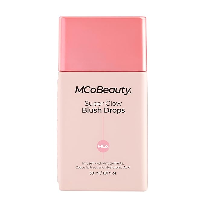 MCoBeauty Super Glow Blush Drops, Blush Pink, Instantly Warm and Illuminate Your Complexion, Vegan, Cruelty Free Cosmetics