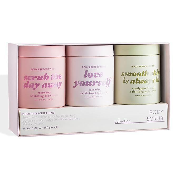 Body Prescriptions Exfoliating Body Scrub β Body Cleanser for Nourished, Ultra-Smooth Skin, Lavender, Rosewater, Eucalyptus & Mint