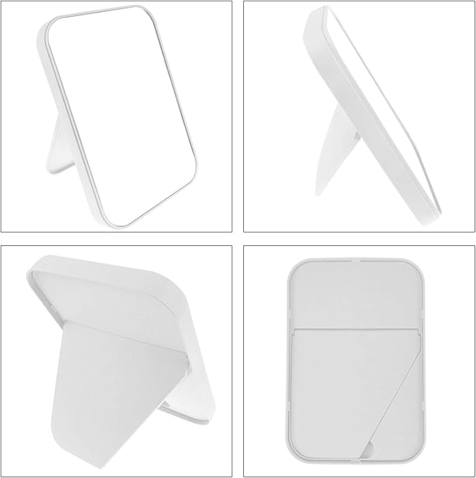 Coobbar Desktop Foldable Makeup Mirror Simple Portable Princess Mirror Square Makeup Mirror for Women (White)