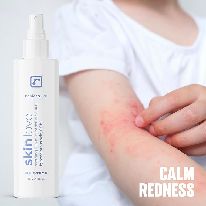 Briotech Baby Skin Love Spray | Gentle Hypochlorous Acid Mist for Soothing, Calming & Cleansing Delicate Skin | Pediatrician-Approved, Hypoallergenic & Added Fragrance-Free | 4 oz