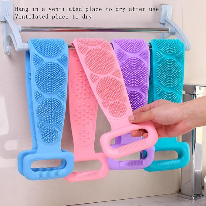 2 Pack Silicone Back Bath,Bath & Body Brush, Back Body Bath Towel,Powerful Stain Removing and exfoliating Back Pulling Strip, Adult Men and Women Back Bath Towel