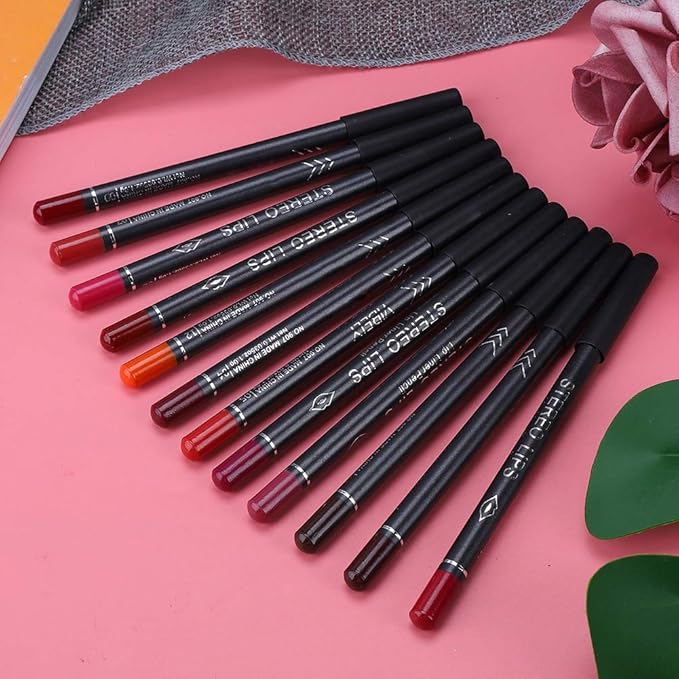 12 Colors Lip Liner Pencil, Lip Makeup Soft Pencils, Mattee Waterproof Lip Liner Pencil Lipstick Pen Long-lasting Comestic Tool Matte Lip Liner Pencil Set
