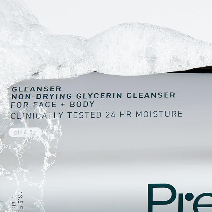 Skin Gleanser, Moisturizing Glycerin Face Wash, Body Wash 2-Pack. Professional Strength Face Cleanser for Women. Unscented Sensitive and Dry Skin Face Wash. 13.5oz (each) Pump Bottles