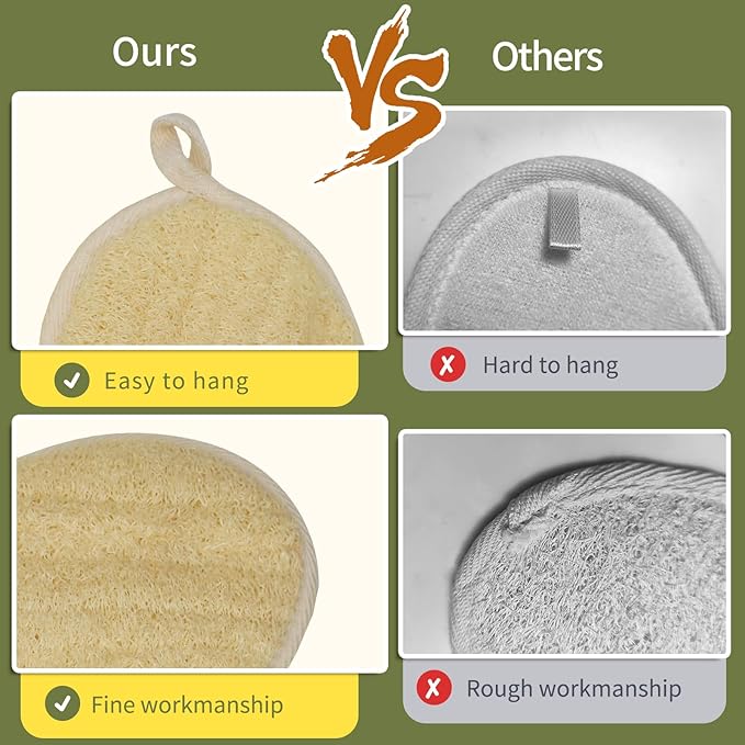 Natural Loofah with Handle(1Pack) Natural Loofah Pad(2Pack)