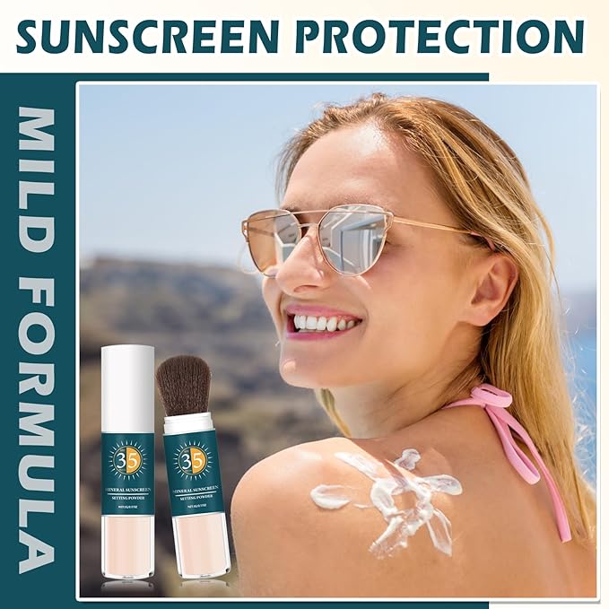2PCS Mineral Sunscreen Powder SPF 35 for Face Oil Control Long Lasting Sunscreen Powder for Face Natural Light Breathable #01 Translucent