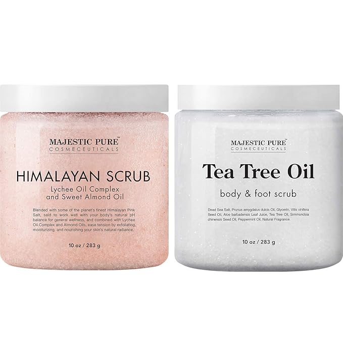 Majestic Pure Himalayan Body Scrub and Tea Tree Scrub Bundle β Body and Foot Scrub Combo set