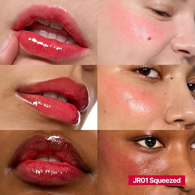 Glowy Jelly Pot + Keychain SET | Dewy Jelly Lip & Blush Color, Tinted Glow Jelly Balm, Dewy Buildable Finish β Squeezed (Vibrant Red) | 0.14 oz