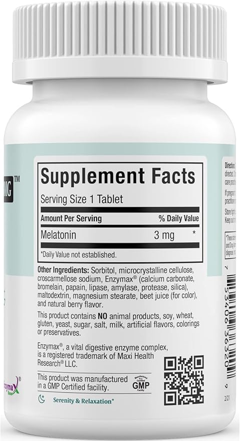 Maxi Health – Melatonin 3 mg for Adults & Teens – Help Support Natural Sleep with Adult & Kids Melatonin – Non-Habit Forming Kosher Sleep Support Kosher (100 Units)