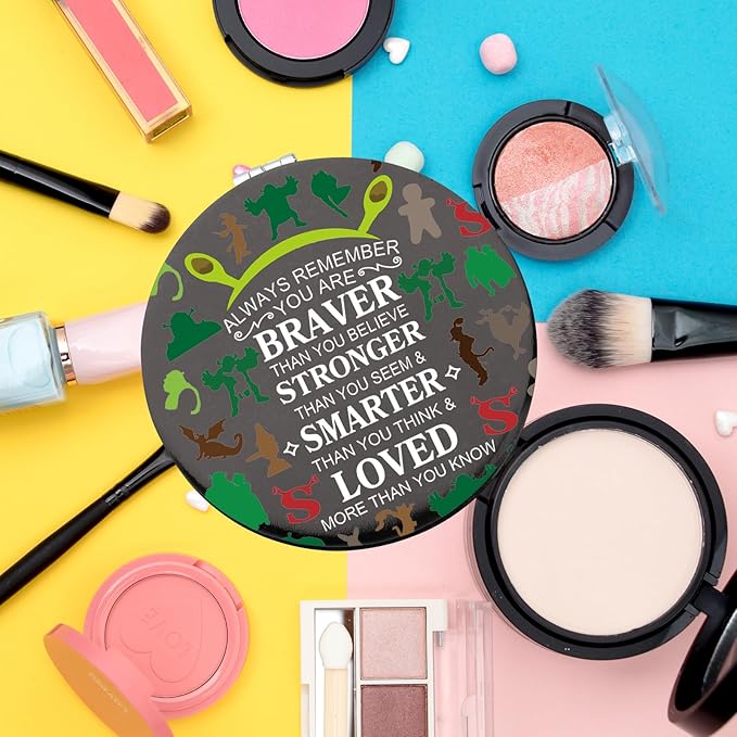 WSNANG Green Monster Musical Inspired Makeup Mirror Monster and Donkey Compact Mirror Musical Monster Fans Gift (Monster Mirror-T)