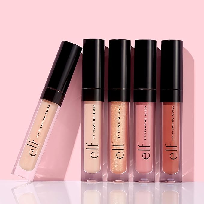 e.l.f. Lip Plumping Gloss, Hydrating, Nourishing, Invigorating, High-Shine, Plumps, Volumizes, Cools, Soothes, Sparkling RosΓ©, Shimmer, 0.09 Oz
