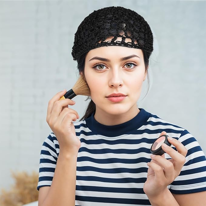3 Pcs Crochet Hair Net, Mesh Hair Wrap Nets, Soft Rayon Knit Crochet Hairnet Crocheted Sleep Cap Black Mesh Wrapping