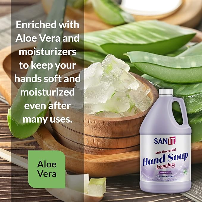 Sanit Antibacterial Foaming Hand Soap Refill - Advanced Formula with Aloe Vera and Moisturizers - All-Natural Moisturizing Hand Wash - Made in USA, Lavender, 1 Gallon