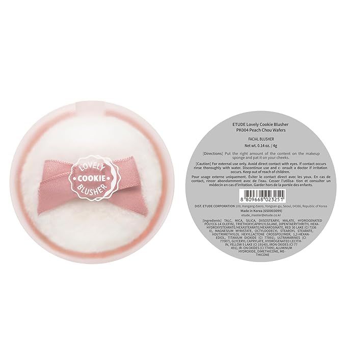 ETUDE Lovely Cookie Blusher - Peach Choux Wafers 4g | Glowing & Natural Powder Blush with Long-Lasting Sebum Control | Easy Application | Korean Makeup, Kbeauty, Perfect for Gift