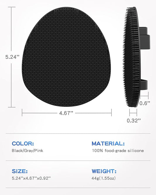 Manmihealth 4 Pack Soft Silicone Shower Brush, Super-Lathering and Deep-Cleaning Body & Face Scrubber, Gentle Exfoliating Bath Glove for All Skin Types, with Free Hooks (Black+Gray)*2