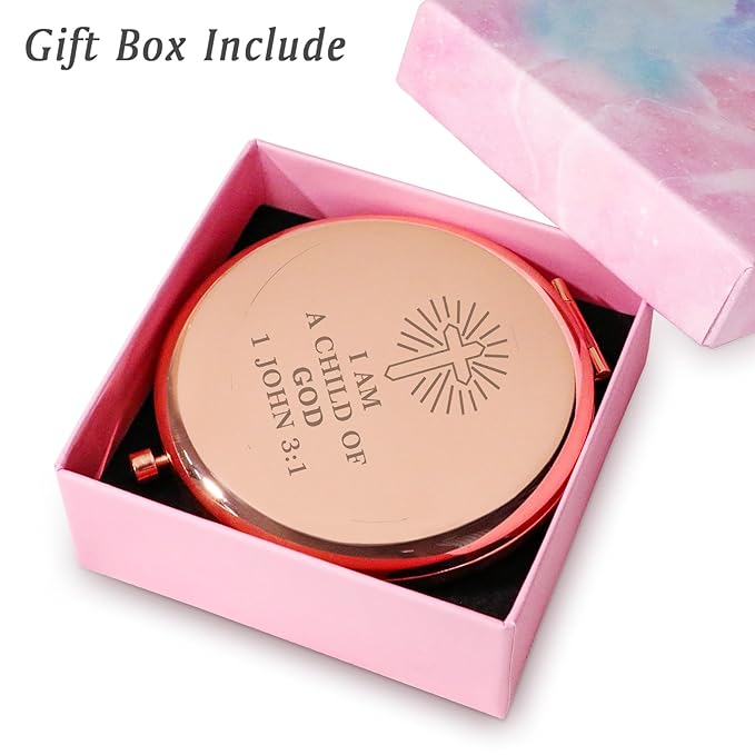 Inspirational Gifts for Women Girls, Christian Compact Mirror, 2025 Graduation Gifts for Her, Personalized Mothers Day Birthday Gift for Mom Wife Sister Daughter Niece Friends Granddaughter Grandma