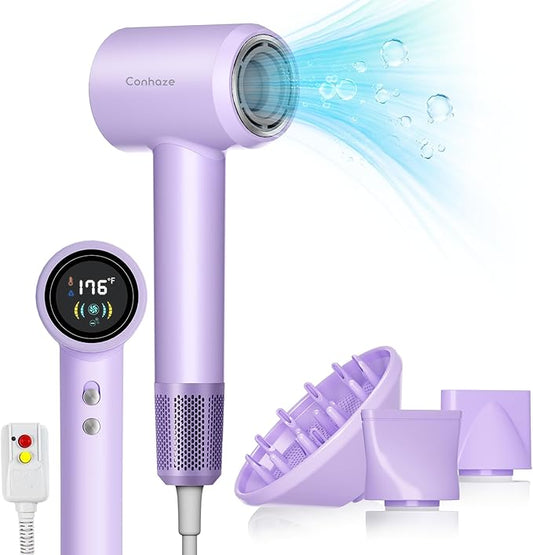 Diffuser Hair Dryer, Professional Ionic Blow Dryer with Diffuser for Curly Hair, 110000 RPM Brushless Motor High Speed Hairdryer Blowdryer for Women Men Home Salon Travel,Thermo-Control Low Noise