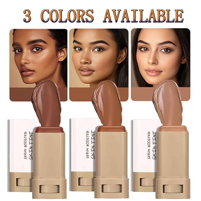 2Pcs Foundation Stick Beauty Balm Serum Boosted Skin Tint, Solid Tinted Moisturizing Serum Contour Stick Foundation Face, Beauty Balm Boosted Tint for Women (#3)