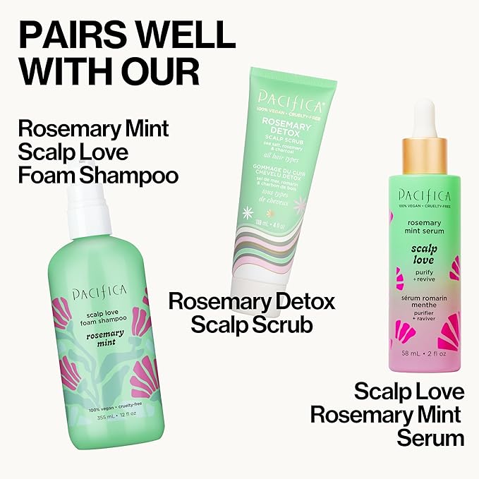 Pacifica Scalp Detox Set β Rosemary Apple Cider Vinegar Scalp Exfoliating Tonic with Scalp Massager Brush, Deep Cleansing & Clarifying Treatment for Buildup, Dry Flaky Scalp, Vegan