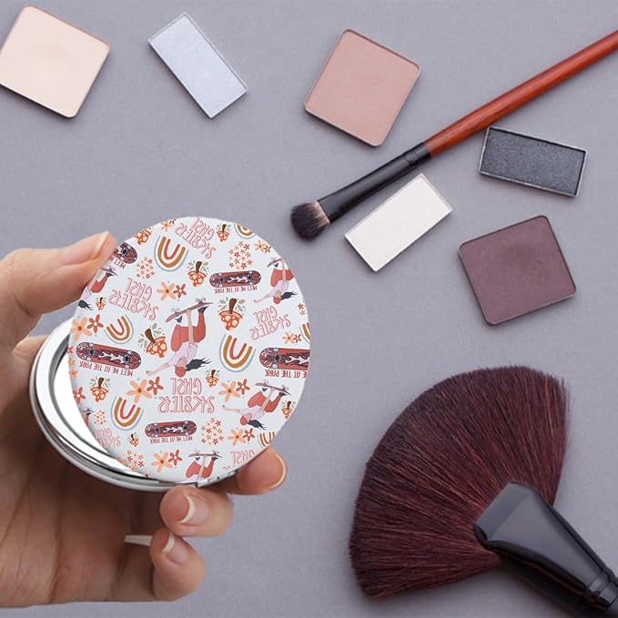 FAADBUK Skateboarder Gift Skateboard Lover Gift Skating Fan Gifts Skater Girl Makeup Mirror for Her (Skater Girl Mirror)